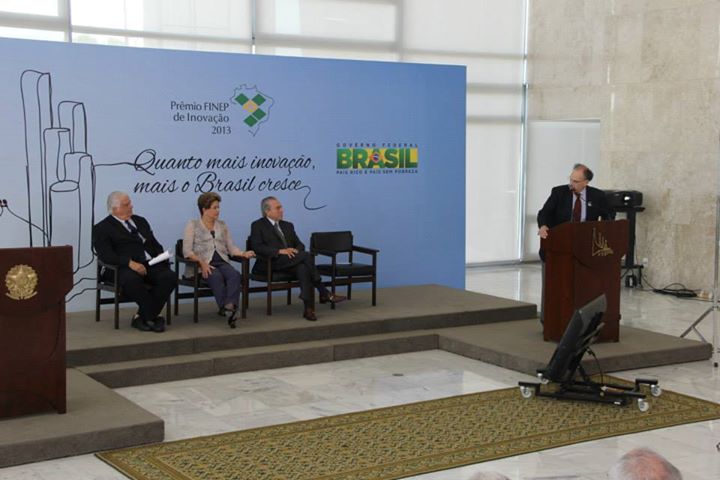 Fala do presidente da Finep, Glauco Arbix, com ministro do MCTI, Marco Antonio Raupp, presidenta Dilma Rousseff e vice-presidente Michel Temer.